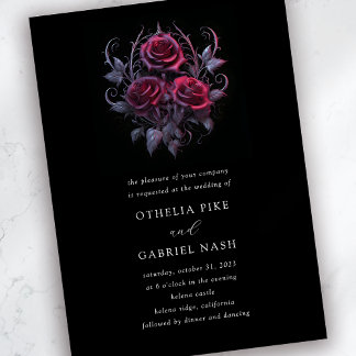 Invitation Roses rouges Dramatique Moody Mariage gothique