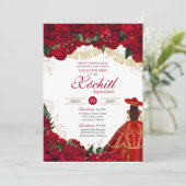 Invitation Roses rouges Elegant Charro Quinceanera (Debout devant)