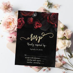 Invitation Roses Rouges Élégantes Gothiques RSVP