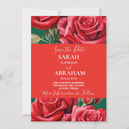 Invitation Roses rouges Enregistrer la date (Devant)