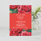 Invitation Roses rouges Enregistrer la date (Debout devant)