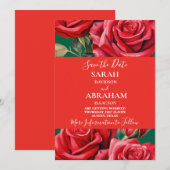 Invitation Roses rouges Enregistrer la date (Devant / Derrière)