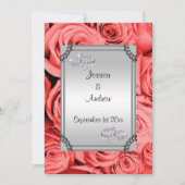 Invitation Roses rouges et anneaux de noces de diamant (Devant)