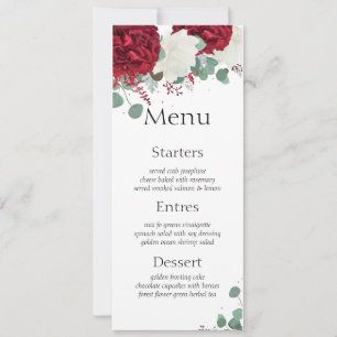 Invitation Roses rouges et blanches ensemble 15 mariages Cart