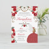 Invitation Roses rouges et cordes Ouest Charro Quinceañera (Debout devant)