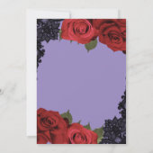 Invitation Roses rouges et dentelle noire Mariage chic violet (Dos)