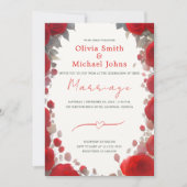 Invitation Roses rouges et eucalyptus Elégante aquarelle (Devant)