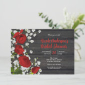 Invitation Roses rouges et haleine de bébé sur Fête des marié (Debout devant)