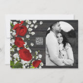 Invitation Roses rouges et haleine de bébé sur Fête des marié (Dos)
