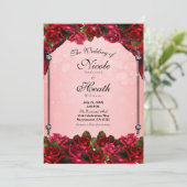 Invitation Roses rouges et Mariage de glam rose (Debout devant)