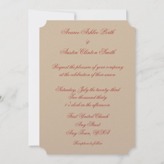 Invitation Roses rouges et or Open Bible Mariage (Dos)