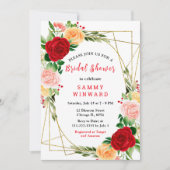 Invitation Roses rouges et orange romantiques (Devant)