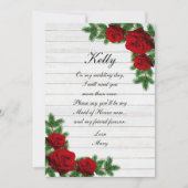 Invitation Roses Rouges Et Pins Branche Noël Maid Of Honor (Devant)