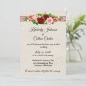 Invitation Roses rouges et roses élégantes avec Mariage or (Debout devant)