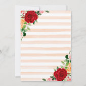 Invitation Roses rouges et roses et Baby shower cadre or (Dos)