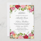 Invitation Roses rouges et roses Floral Mariage musulman (Devant)