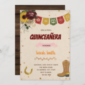 Invitation Roses rouges et tournesol mis thème de coing Invit (Devant / Derrière)