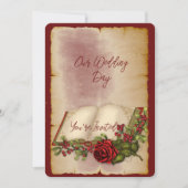 Invitation Roses rouges étincelants sur les pages de la Bible (Devant)