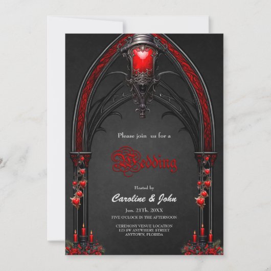 Invitation Roses rouges étonnantes et conception de la porte (Devant)