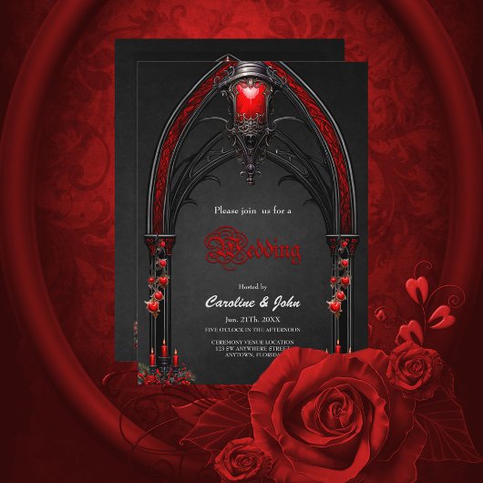 Invitation Roses rouges étonnantes et conception de la porte