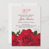Invitation Roses rouges, fleurs blanches 95e anniversaire (Devant)