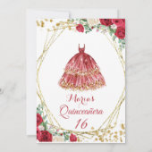 Invitation Roses Rouges Fleurs Douces 16e anniversaire Invita (Dos)