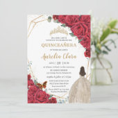Invitation Roses Rouges Floral Champagne robe fille Quinceañe (Debout devant)