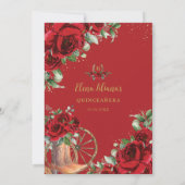 Invitation Roses Rouges Floral Charro Bottes Sweet 16 Quincea (Dos)