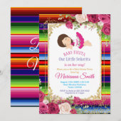 Invitation Roses rouges Floral mexicain Baby shower Fiesta  (Devant / Derrière)