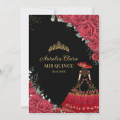 Invitation Roses rouges Floral Noir Charro Quinceañera (Dos)