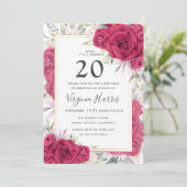 Invitation Roses rouges Floral Vingt-vingtième anniversaire (Debout devant)