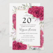 Invitation Roses rouges Floral Vingt-vingtième anniversaire (Devant / Derrière)