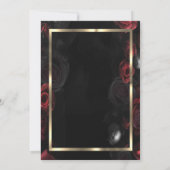 Invitation Roses rouges foncées Cadre Or Black Quinceañera (Dos)