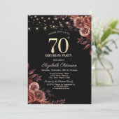 Invitation Roses rouges foncées, Lumières à cordes Noir 70e a (Debout devant)
