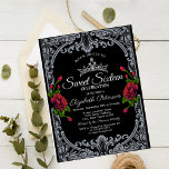 Invitation Roses rouges Gothique Noir Grandes Tailles Douce 1<br><div class="desc">Roses rouges,  rayures noires.</div>