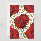 Invitation Roses Rouges Guépard Or Blanc Chic Mariage Léopard (Dos)