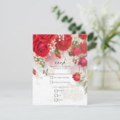 Invitation Roses Rouges & Gypsophile Élégant Fleurs Mariage  (Debout devant)