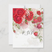 Invitation Roses Rouges & Gypsophile Élégant Fleurs Mariage  (Dos)
