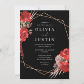 Invitation Roses rouges luxuriantes Mariage romantique (Devant)