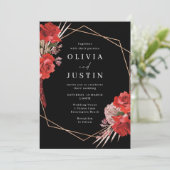 Invitation Roses rouges luxuriantes Mariage romantique (Debout devant)