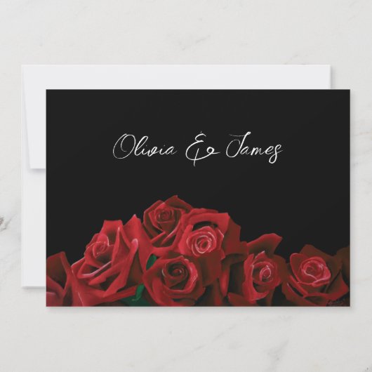 Invitation Roses rouges Mariage noir blanc (Dos)