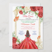 Invitation Roses Rouges Mexicaines Princesse Quinceanera Papi (Devant)