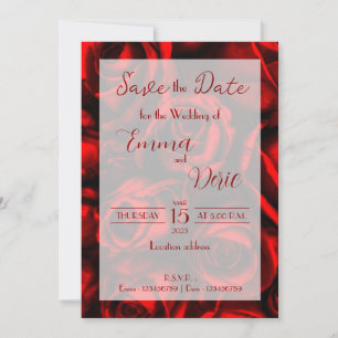 Invitation Roses Rouges Modernes avec Textes Rouges Enregistr