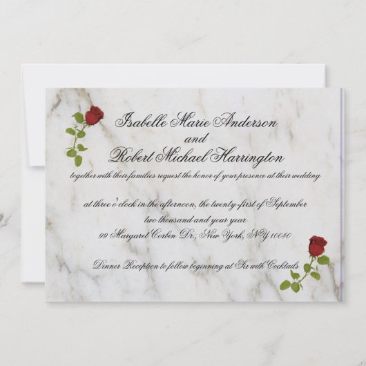 Invitation Roses rouges| monogramme| À partir de ce jour (Dos)