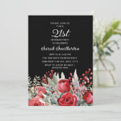 Invitation Roses rouges Noir 21e anniversaire (Debout devant)