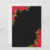 Invitation Roses rouges Noir et Or Elégant Quinceañera Invit (Dos)