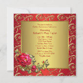 Invitation Roses Rouges Or 50e Anniversaire de Mariage (Dos)