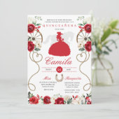 Invitation Roses rouges Ouest Mariachi Charro Quinceañera (Debout devant)