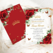 Invitation Roses rouges Papillons floraux Quinceañera Sweet 1