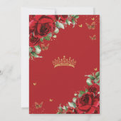 Invitation Roses rouges Papillons floraux Quinceañera Sweet 1 (Dos)